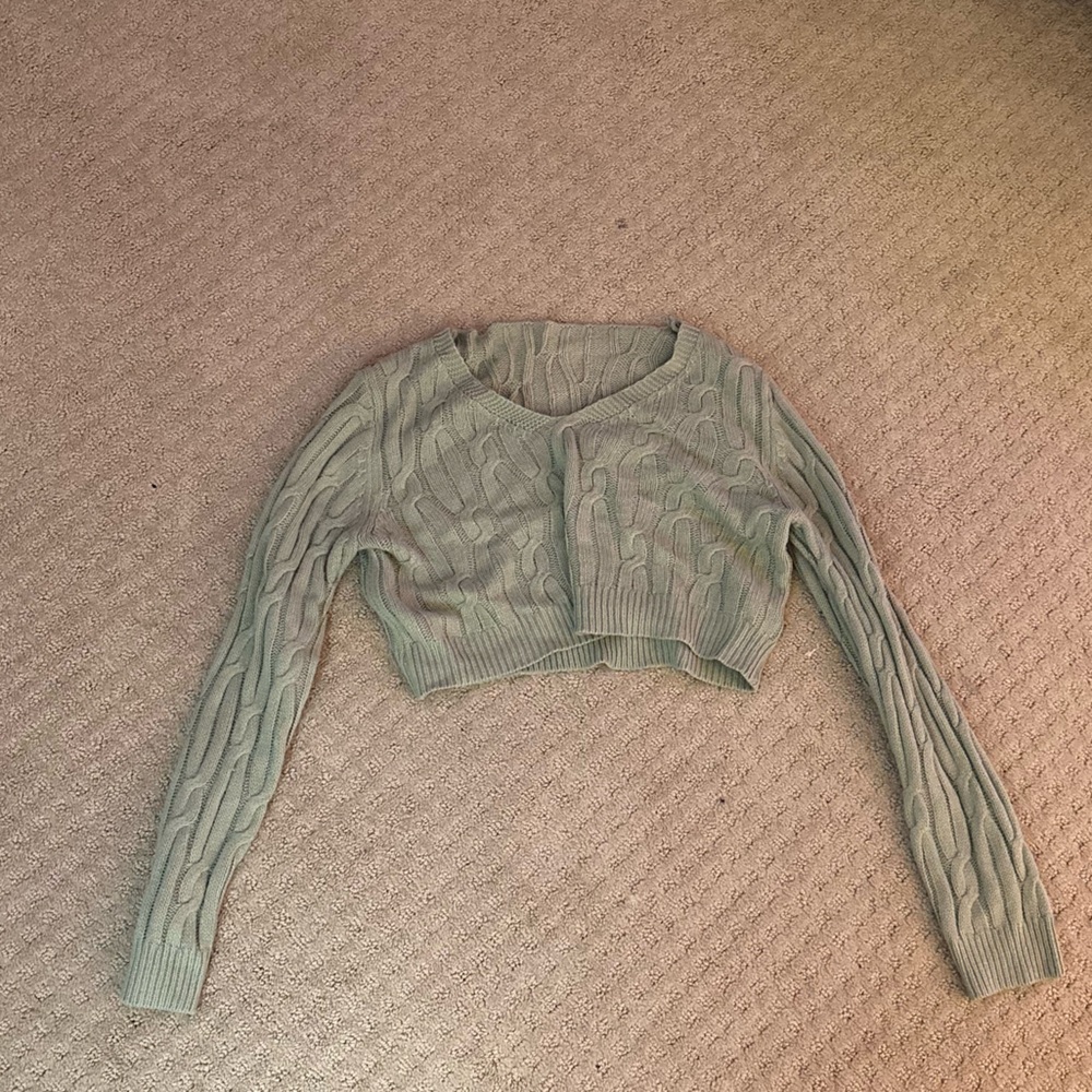 SHEIN Green Crop Top Sweater